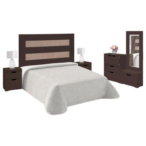 Recamara King Size Angela 5 Piezas Chocolate Kessa Muebles