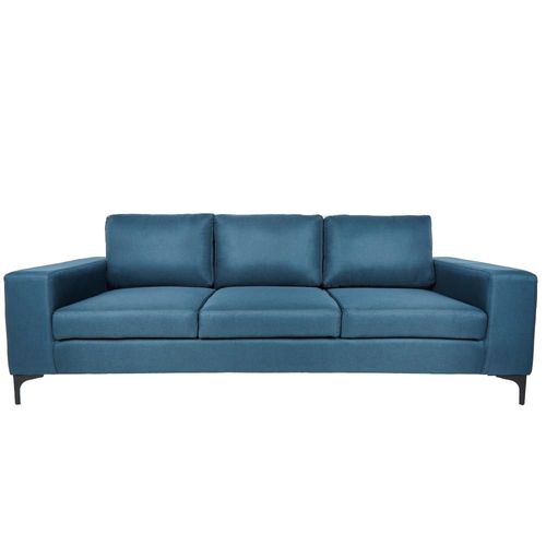 Sofá de 3 plazas con Tapizado Color Azul. Estructura de Madera Sólida y Patas de Acero