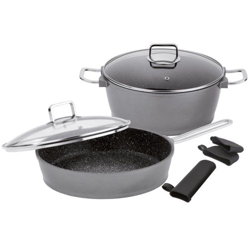 Set de Cacerola y Sartén con Tapas de Cristal Ø 28 cm