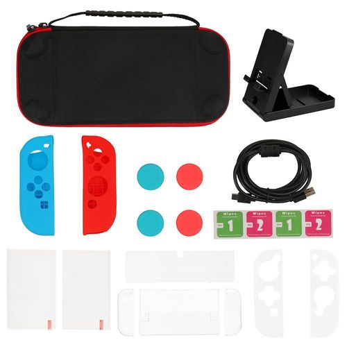 Estuche Brandtrendy 16 en 1 para Nintendo OLED, color negro