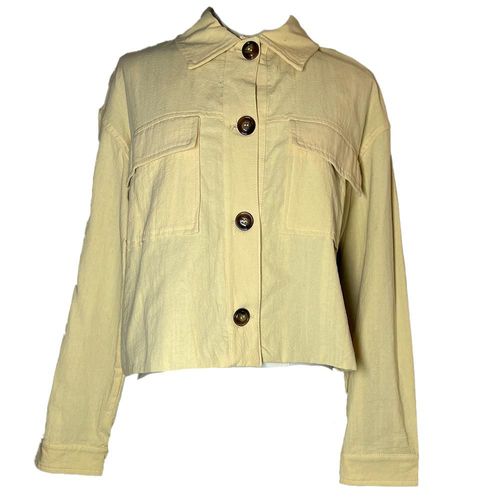 Sobre camisa crop manga larga T-459 Mantequilla