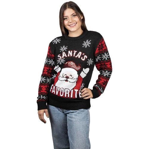 Suéter Santa Claus REV Suéter Divertido para Mujer, Ugly Sweater Negro Talla Adulto Ideal Fiestas de Navidad