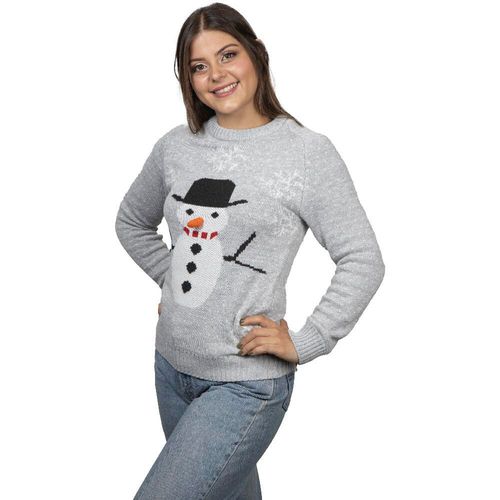 Suéter Muñeco de Nieve REV Suéter Divertido para Mujer, Ugly Sweater Gris Talla Adulto Ideal Fiestas de Navidad