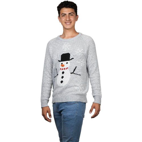 Suéter Muñeco de Nieve REV Suéter Divertido para Hombre, Ugly Sweater Gris Talla Adulto Ideal Fiestas de Navidad