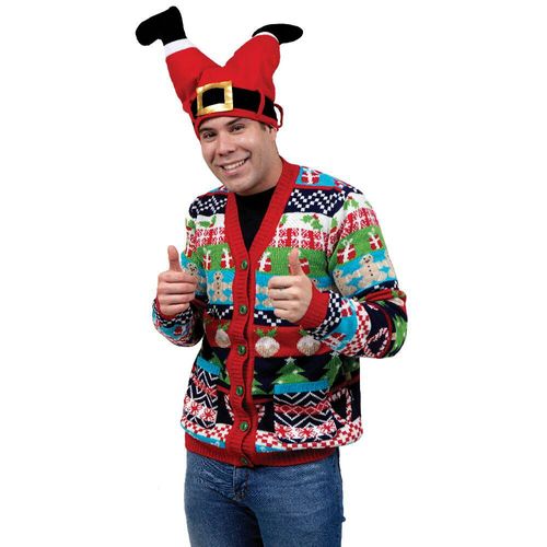 Suéter Diseño Divertido para Hombre REV Ugly Sweater Multicolor Talla Adulto Ideal Fiestas de Navidad