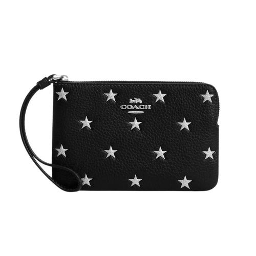 Monedero Coach Estrella Corner Zip color negro