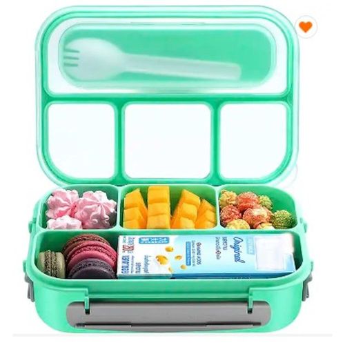 Contenedor Lonchera Lunch Box Topper Hermético 4 divisiones (Verde)