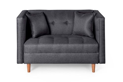 Sofá Love Seat Makora De Lino Gris Oxford Modelo Milliani