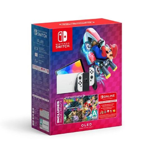 Nintendo Switch OLED Blanca con Mario Kart 8 y Nintendo Switch Online