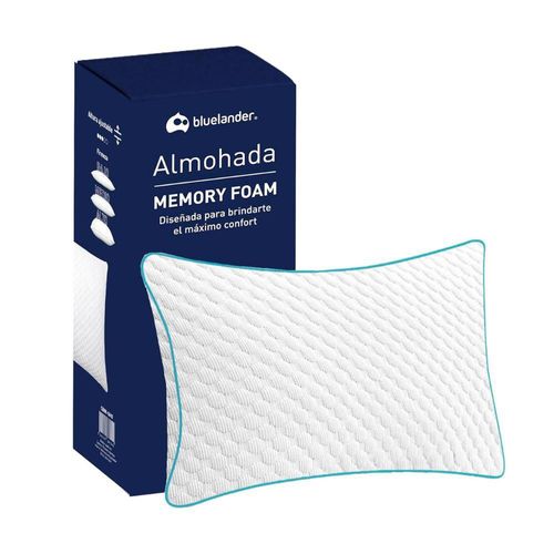 Almohada Memory Foam Bluelander Con Frescura, Moldeables, Comodidad Garantizada, Hipoalergénica y Antibacterial, Soporte, Funda Lavable