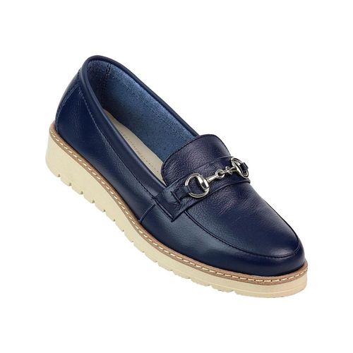 Zapato Mujer Mocasín Azul Piel Stfashion 03003601