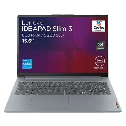 Laptop Lenovo IdeaPad Slim 3 15IAH8 Intel Core i5 8GB RAM 512GB SSD 15.6" FHD Gris