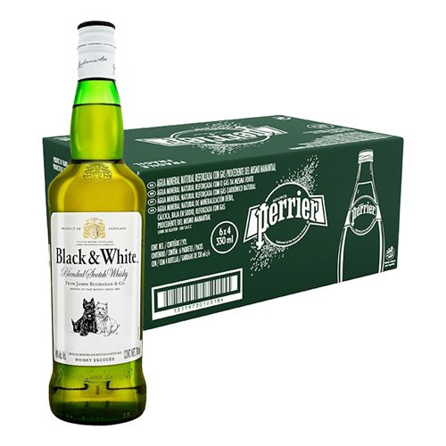 Pack 24 Agua Perrier 330 ml + Whisky Black and White Blend 700 ml