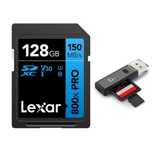 Lexar® High-Performance 800x PRO UHS-I 128gb, 150Mb/s de lectura, 45Mb/s de escritura, con regalo