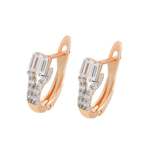 Aretes Para Dama Cristales Austriacos Oro 18K Laminado Dorado