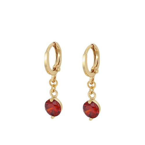 Aretes Con Esmeralda, Amatista, Rubí, Swarovski Oro 14K Lam Rojo