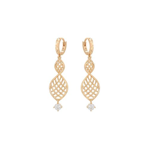 Aretes Colgantes Con Cristales Austriacos Oro 14K Laminado Dorado