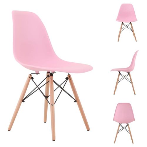 SET DE 4 SILLAS EAMES MINIMALISTAS COLOR ROSA