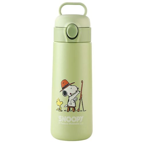 SNOOPY Termo para niños 500ml,de acero inoxidable, color verde