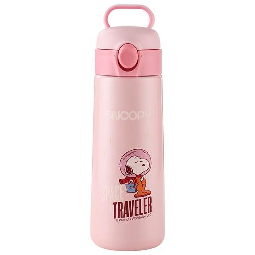 SNOOPY Termo para niños 500ml,de acero inoxidable, color durazno