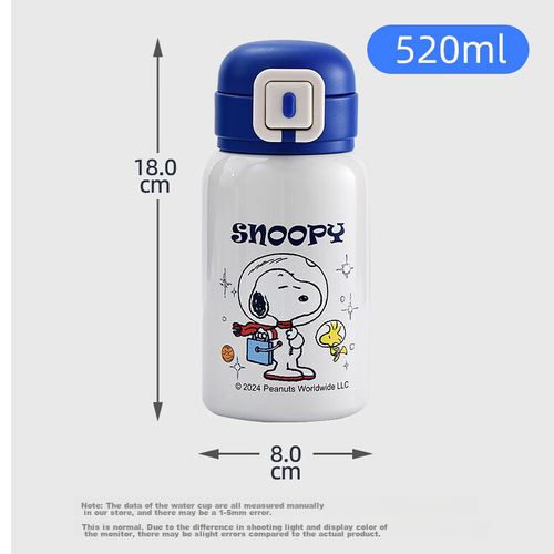 Termo de agua para niños 520ml SNOPPY, acero inoxidable,azul