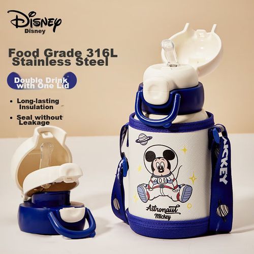 Termo para niños 520ml Disney,acero inoxidable,blanco con azul