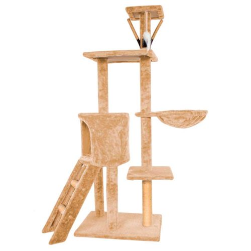 Torre para Gatos Bluelander Cafe de 1.3 M C de Altura Múltiples Niveles, Rascador para Gatos, Escaleras, Repisas, Cueva y Hamaca.