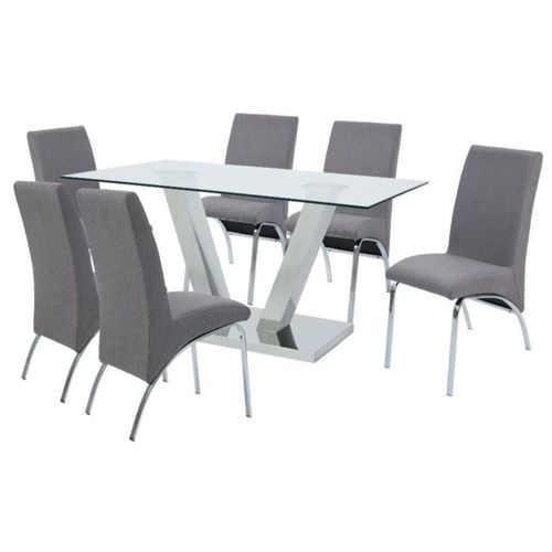 Comedor Glam 6 personas Plateado