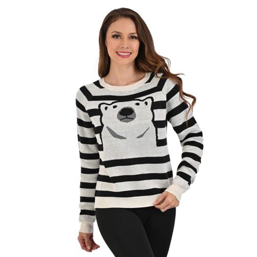 Suéter Rayas con Estampado  de Oso Jevec S2336 Multicolor