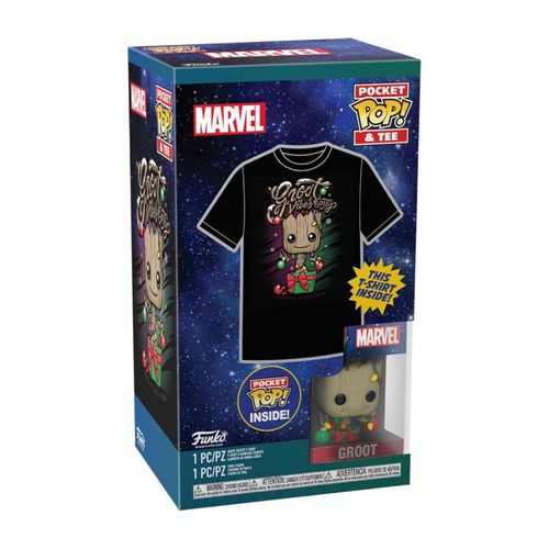 Funko Pop Keychain & Tee: Guardianes De La Galaxia Holiday - Playera Infantil Extra Chica Con Llaver