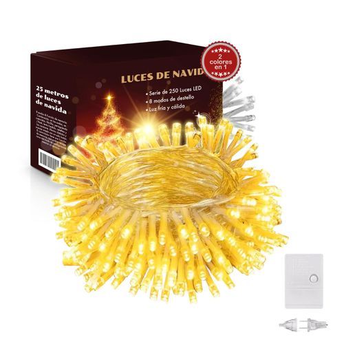 Kit Luces De Navidad 5 Pzs De 25 Mtrs Luz Blanca y Cálida