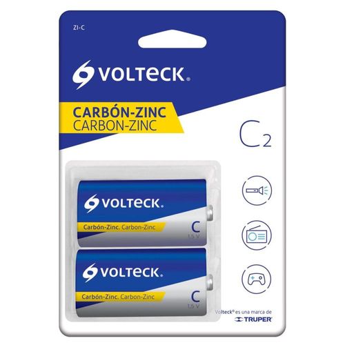 Pila Zinc-carbón Tamaño C Con 2 Pzas Volteck