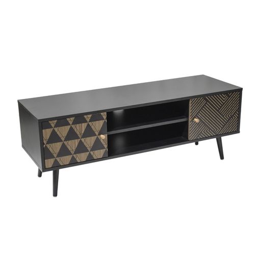 Mueble de TV Top Living Moderno Negro y Café
