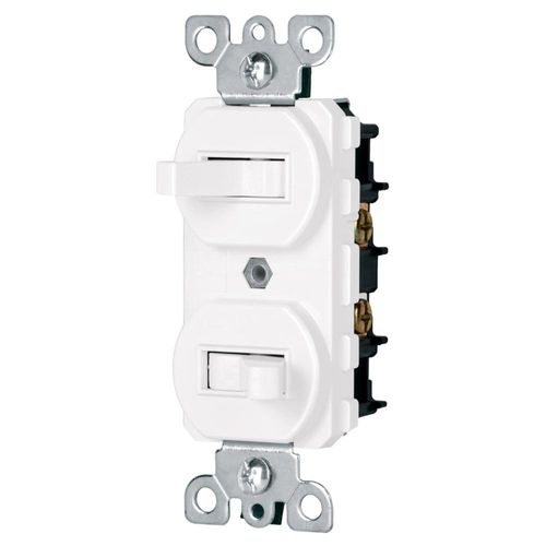 Interruptor dúplex de palanca, Standard, blanco, Volteck