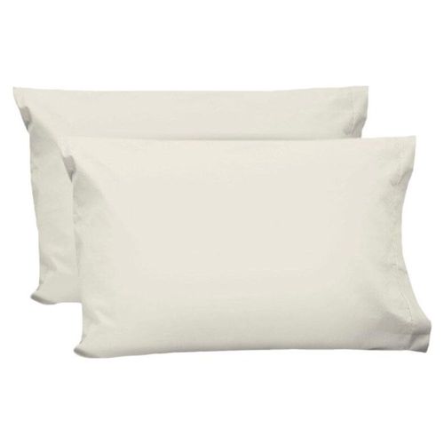 2 Fundas de Almohada Algodón Percal 200 Estándar Hueso