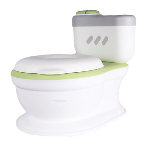 Bacinica Infantil Modelo Little Toilet color blanco con verde Marca Sweet Rocket
