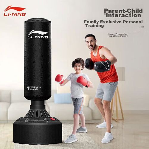 Saco de boxeo con soporte 173cm x 50cm, color negro